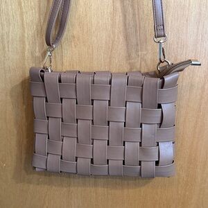 Anthropologie Woven Crossbody Bag in Taupe Brown